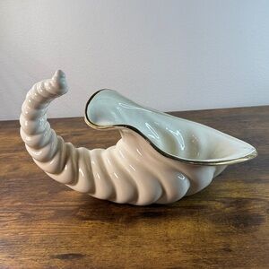 Cream Ceramic Cornucopia Vase